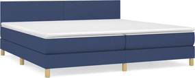vidaXL kék szövet rugós ágy matraccal 200 x 200 cm