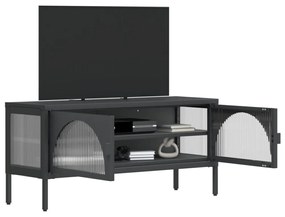 fekete üveg és acél TV-szekrény 105 x 35 x 50 cm
