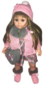 Pretty Girl Magyarul Beszélő és Éneklő Hajas Ruhás Baba Lány Csinos Téli Öltözetben