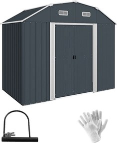 Outsunny Acél Szerszámtároló, 2.7 m² Tároló Szekrény Polccal, UV Védelem, Kerti Szekrény 2 Csúszóajtóval, Kerti Sátor Alappal, 238 x 132 x 198.5 cm, S