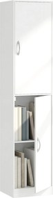 HOMCOM 5 polcos könyvespolc 2 ajtóval, állítható polcokkal | Modern állópolc 40 x 35 x 180 cm, fehér | Aosom