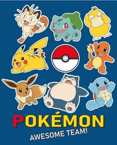 Pokémon Awesome Team coral fleece polár takaró 130x160cm