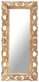 kézzel faragott barna tömör mangófa tükör 110 x 50 cm
