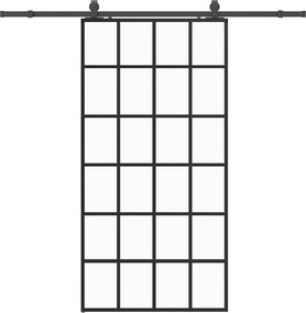 vidaXL fekete ESG üveg tolóajtó fémszerelvény-szettel 102x205 cm