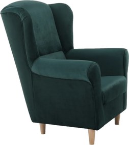 Füles fotel, szövet smaragd, CHARLOT