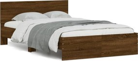 vidaXL barna tölgy színű ágykeret fejtámlával 120 x 200 cm