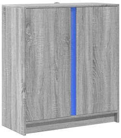 szürke sonoma szerelt fa tálalószekrény LED-del 77 x 34 x 85 cm