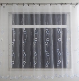 Mg Függöny Vanessa organza fehér hímzés kék 160 3,2m