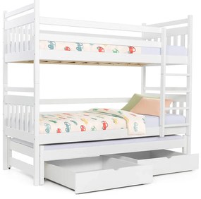 Wilsondo PETRA 5 emeletes ágy pótággyal - fehér Méret: 200x90