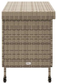 szürke polyrattan kerti tárolóláda kerekekkel 110x55x73 cm