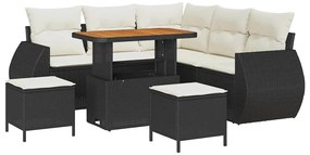 vidaXL Kerti Kanapé Szett 8 pcs Fekete polirattan
