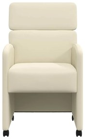 vidaXL Kerekes Étkező Székek 2 pcs Krém 58 x 65 x 98 cm Műbőr