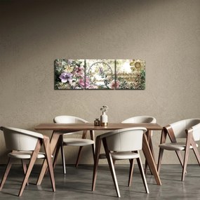 Kép - Design virágok (órával) (90x30 cm)