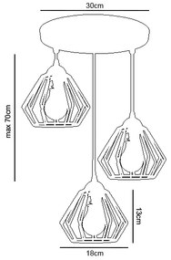 Csillár zsinóron CEED 3xE27/60W/230V fehér