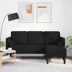 3 személyes L-alakú kanapé Fekete 160 cm Szövet