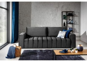 Sötétszürke bársony kinyitható-tárolóhelyes kanapé 247 cm Lazaro – ELTAP