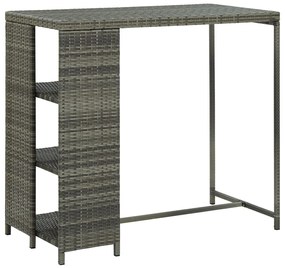 Szürke polyrattan bárasztal tárolópolccal 120 x 60 x 110 cm