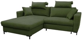 Ággyá nyitható L-alakú sarokülőgarnitúra tárolóval HORTA, balos, zöld