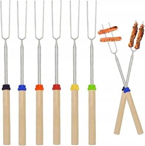 Rozsdamentes acél grill nyárs készlet 6 db-os fondü 30-81 cm