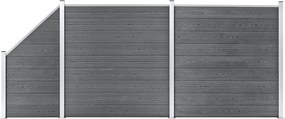 vidaXL 2 négyszögletes és 1 ferde szürke WPC kerítéselem 446 x 186 cm
