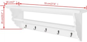 MDF barokk stílusú fehér fogas