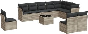 vidaXL 11 részes világosszürke polyrattan kerti ülőgarnitúra párnákkal