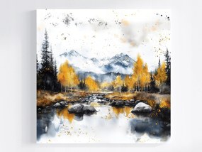 Vászonkép Canvas Tájkép Hegyek Tó Fák Ősz 80x80