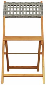 vidaXL 3 részes szürke polyrattan és tömör fa bisztrószett