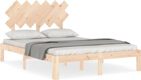 vidaXL tömör fa ágykeret fejtámlával Small Double
