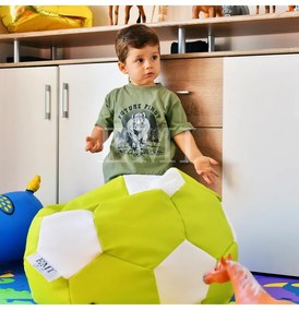 EMI focilabda mintás limezöld-fehér műbőr babzsákfotel