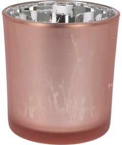 Meissa üveg gyertyatartó, világos rózsaszín, 7 x 8 cm