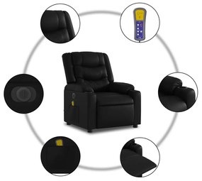 fekete műbőr elektromos dönthető masszázsfotel