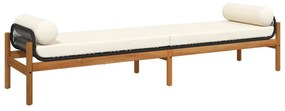 polyrattan akácfa kerti pad fekete párnával