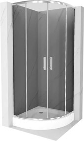 Mexen RIO - Negyedkör alakú zuhanykabin 90x90 cm + zuhanytálca, szürke-fehér, 863-090-090-01-40-4710