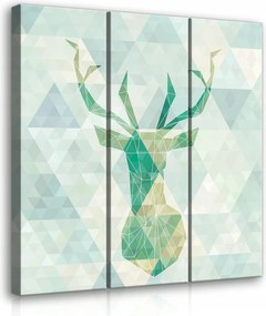 Vászonkép 90x100 Szarvas geometrikus low-poly art triptichon modern művészet