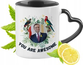 Andzej Duda PiS Fekete Bögre Szív Alakú Füllel Ajándék