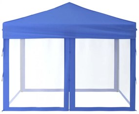 kék összecsukható rendezvénysátor oldalfalakkal 3 x 3 m
