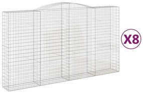 8 db íves horganyzott vas gabion kosár 400x50x220/240 cm