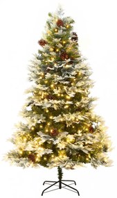 vidaXL zöld PVC és PE megvilágított karácsonyfa fenyőtobozzal 225 cm