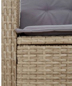 3 részes vegyes bézs polyrattan kerti étkezőgarnitúra párnákkal