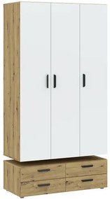 BASIC Gardróbszekrény Tölgy/Fehér Színben 110 cm 3D4S