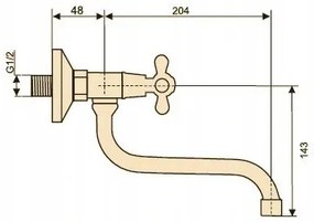 Gamma Retro-A3 fali mosogató csaptelep - króm
