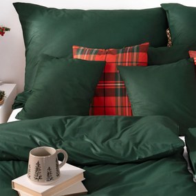 Goldea karácsonyi pamut ágyneműhuzat garnitúra - sötétzöld 140 x 200 és 70 x 90 cm