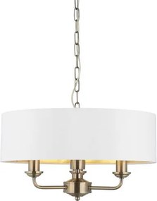 ENDON 98934 HIGHCLERE Ernyős Függesztett Lámpa Antik Sárgaréz, Fehér E14 IP20