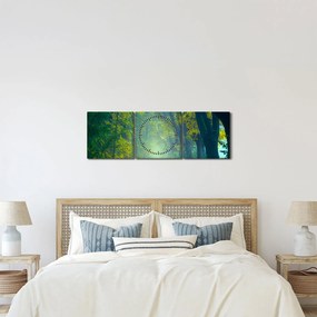 Fákkal szegélyezett út képe (órával) (90x30 cm)
