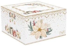 Karácsonyi porcelán nagy reggeliző csésze 370 ml díszdobozban fehér arany mikulásvirág White Elegance