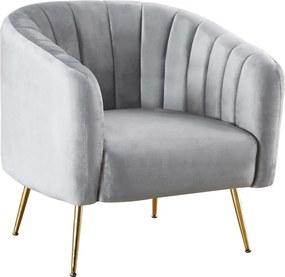 Design fotel, szürke Velvet szövet/gold króm-arany, BAGY