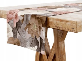 Asztalterítő 40x220 Dekoratív Virágok Bézs Rózsa 7697