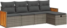 vidaXL 5 részes szürke polyrattan kerti ülőgarnitúra párnákkal
