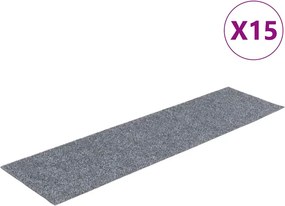 vidaXL 15 db öntapadós lépcsőszőnyeg, 76 x 20 cm, világosszürke, téglalap alakú